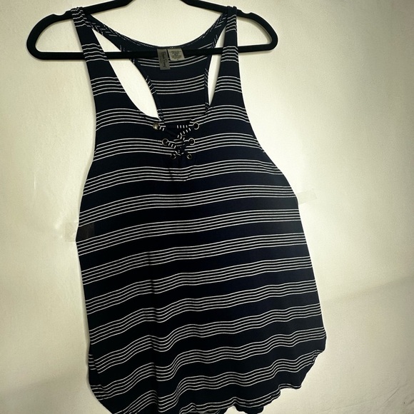 Beach Bunny Swimwear Black and Navy Blue Tank Top - Picture 1 of 9
